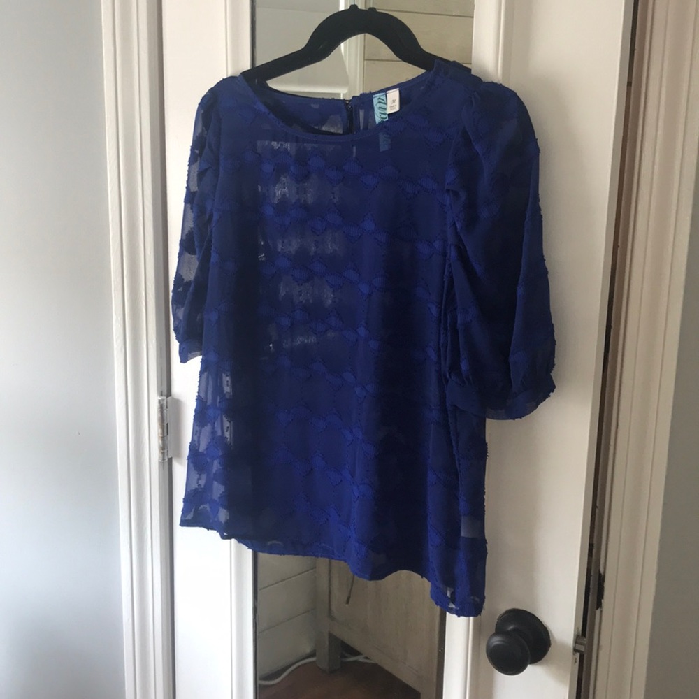 Royal blue sheer top